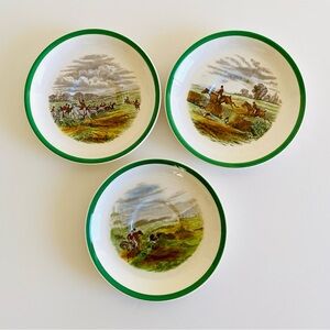 Vintage Copeland Spode Porcelain Hunting Equestrian Themed Saucer Plates Three